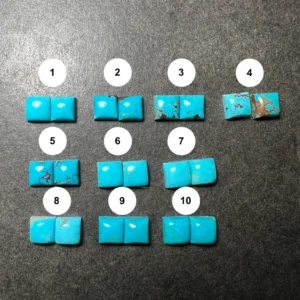Turquoise de l’Arizona Calibrée Carrée 8x8mm Paire (USA)